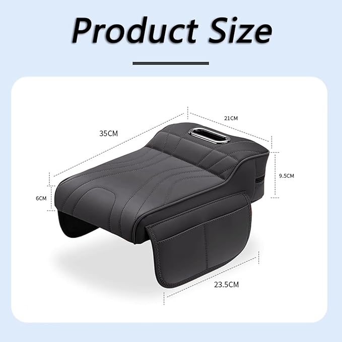 Car Center Console Cover for Honda Pilot 2023 2024 2025, Memory Foam Arm Rest Cushion Pad Waterproof Non-Slip Universal Interior Accessories with Pocket and Tissue Box,Black