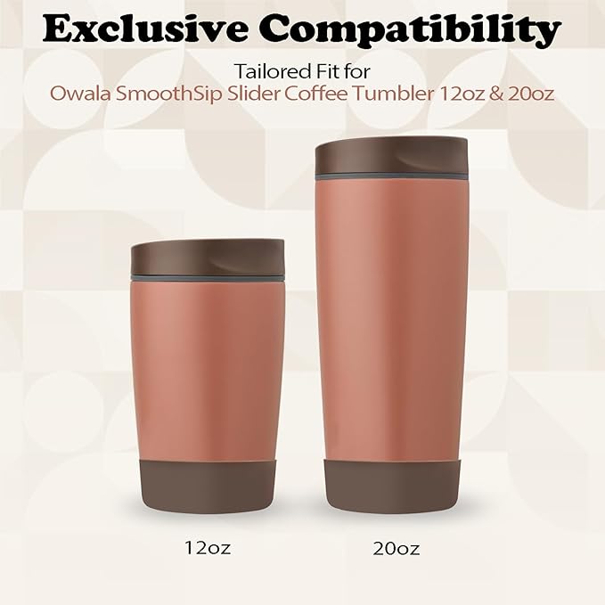 2Pcs Silicone Boot for Owala SmoothSip Slider Coffee Tumbler 20oz 12oz, Anti-Slip Sleeve for Travel Coffee Mug, Protective Accessories for Owala BPA Free (Cozy Cocoa)