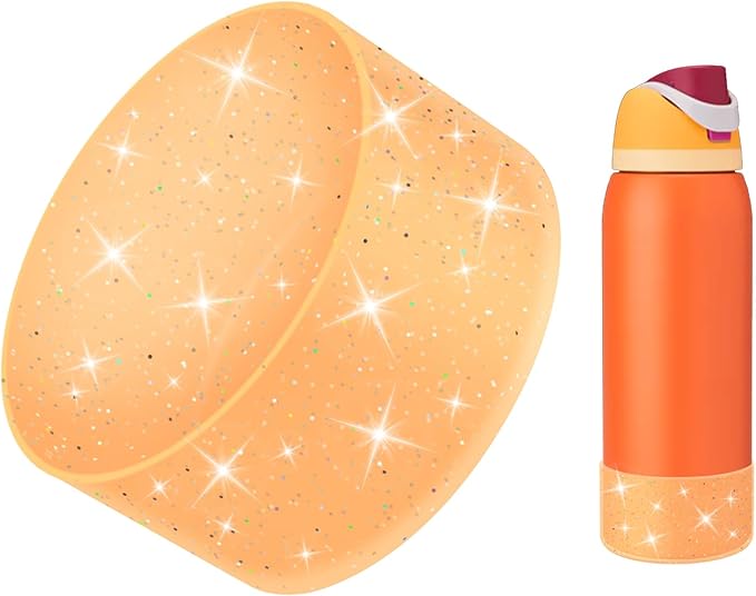 Protective Glitter Silicone Boot Compatible with Owala 24oz 32oz 40oz, Bling Cup Sleeve Bottom Bumper Cover Compatible with Owala FreeSip, Twist, or Flip Stainless Steel Water Bottles