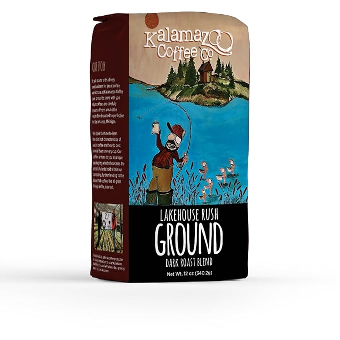 KALAMAZOO COFFEE COMPANY Lakehouse Rush Ground Coffee - Dark Roast | 12oz Bag (1 Pack)