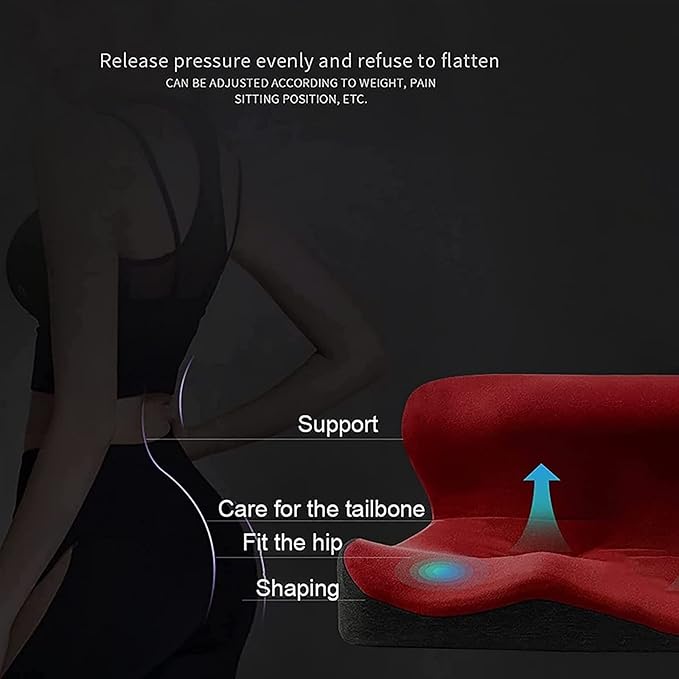 Car Seat Cushion & Lumbar Support Memory Foam Chair Pad, Back Support Pillow Chair Cushion for Office Reduce Tailbone Pressure & Improve Comfort(Light Gray)
