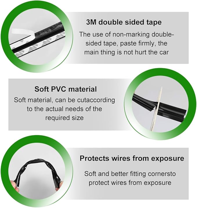 8 PCS Car Concealed Wire Sleeve, PVC Automotive Split Sleeving Wire Cord Organizer, Self-Adhesive Tubing Cable Hidden Protector, Universal Interior Car Accessories
