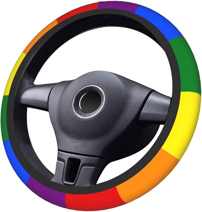 Gay Pride Steering Wheel Cover for Women Men Girls Car Accessories Decor Anti-Slip Neoprene Auto Steering Wheel Covers Protector Universal 15 Inch