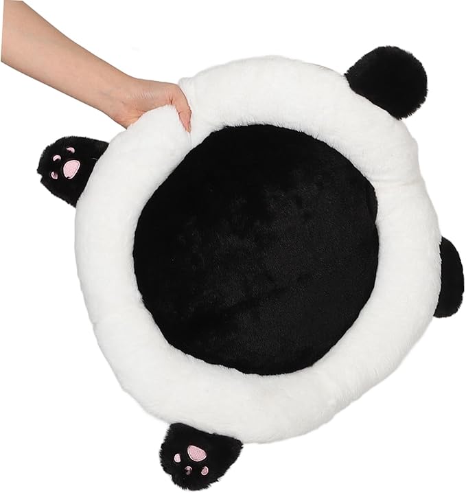 Cute Panda Car Seat Cushion Lumbar Support for Elderly Truck Drivers Comfortable Plush Seat Pad for Gamers