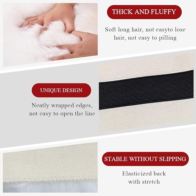 Car Center Console Cover Pad, Fluffy Middle Console Pad Armrest Seat Box Cover, Universal Furry Arm Rest Decoration Protector for Car Truck SUV, Interior Car Accessories (White)