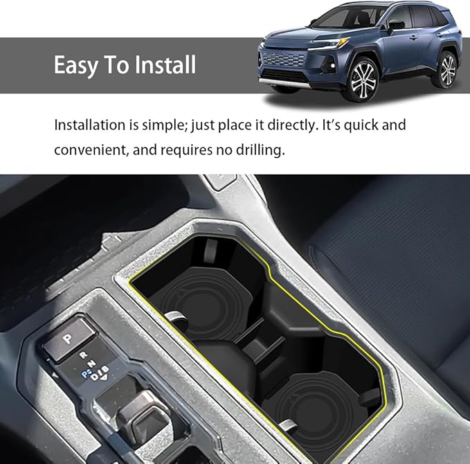 Center Console Cup Holder Inserts for RAV4 2026 Silicone Material Waterproof Anti-Slip Base Drink Holder Protector Custom Cup Holders RAV4 Accessories (Center Console Cup Holder)