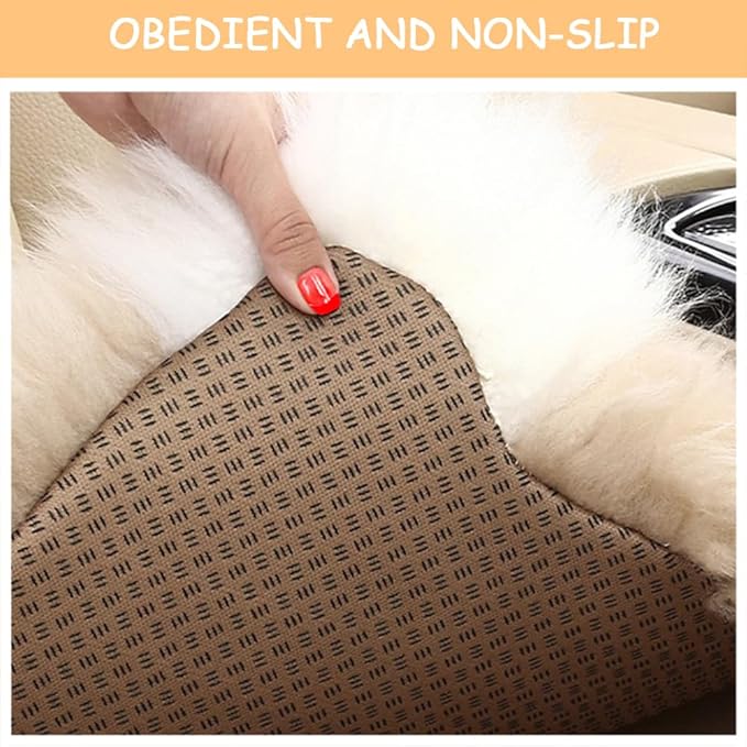 Genuine Wool Car Seat Cushion Comfort Style，Adorable Sheep Shaped Cushion for Car Seats & Chairs Natural Cute Wool Seat Soft Cover Universal Fit (1PC) (Light Brown)