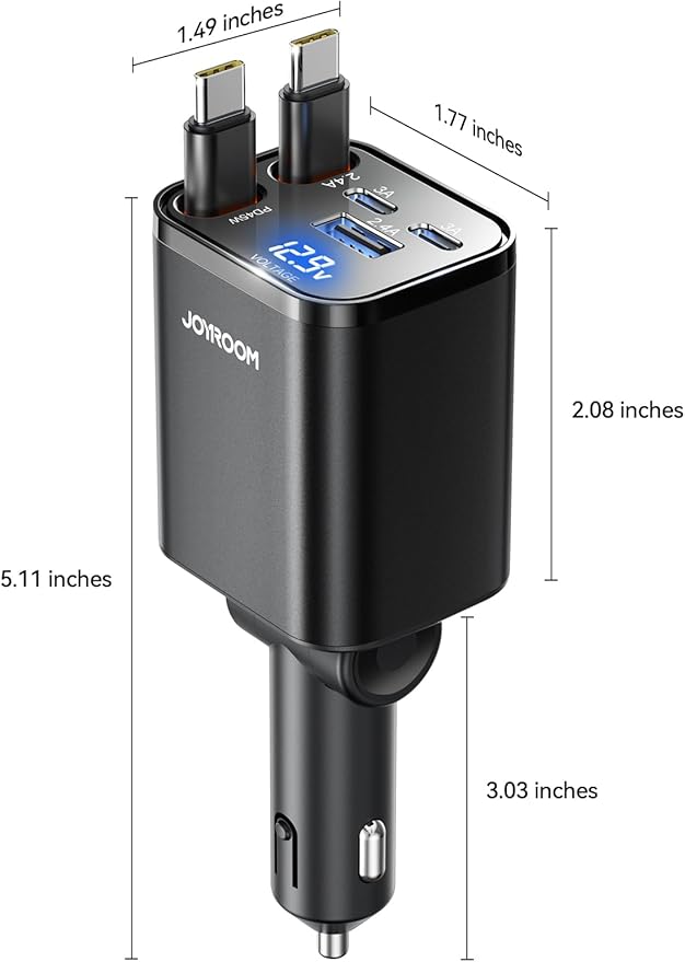 [5 in 1] for iPhone 17 Car Charger Adapter Fast Charging 99W USB C Car Charger Retractable with PD45W Dual Type C Cords Car Accessories Gifts for Women Men for iPhone 17 Air 16 15 Pro Max, All Phones