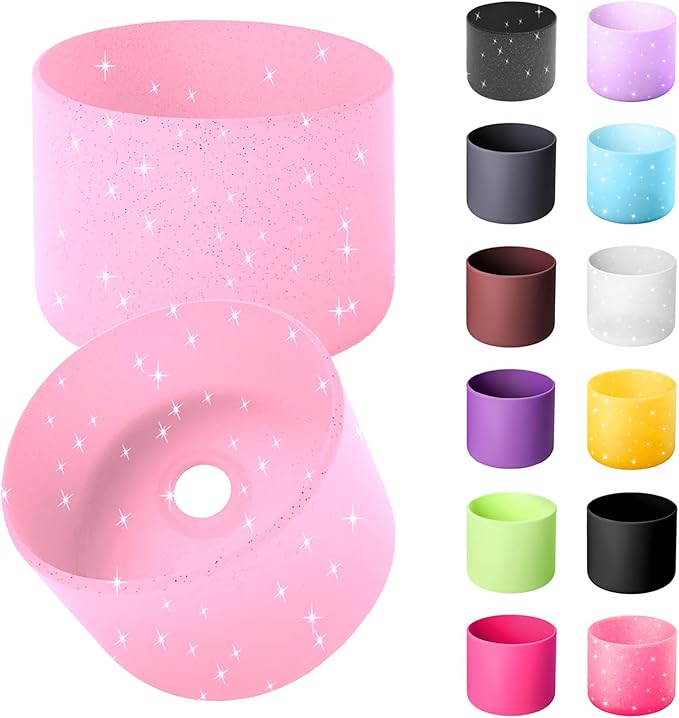 Silicone Boot for Owala 40oz Water Bottle – Anti-Slip Protective Cover, Bottle Boot, Base Cover Compatible with FreeSip, Sleeve for Stainless Steel Tumblers (Glitter Pink, 40OZ)