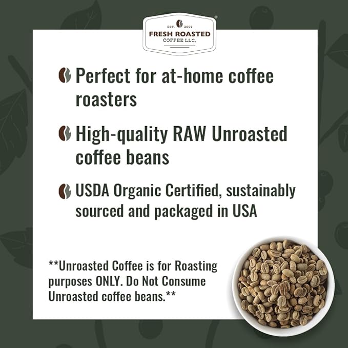 Fresh Roasted Coffee, Unroasted Organic Explorer Home Roasting Starter Kit | USDA Organic, Kosher | 4 one-pound bags