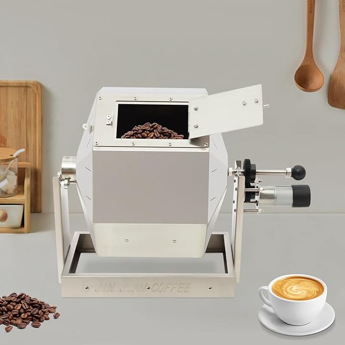 14.5l Coffee Bean Roaster, 11.8 * 7.1 * 13.6in Automatic Coffee Roaster Machine,Peanut Roaster With Double Baffles,3.83gal Large Capacity For Home And Commercial Use (Silver)