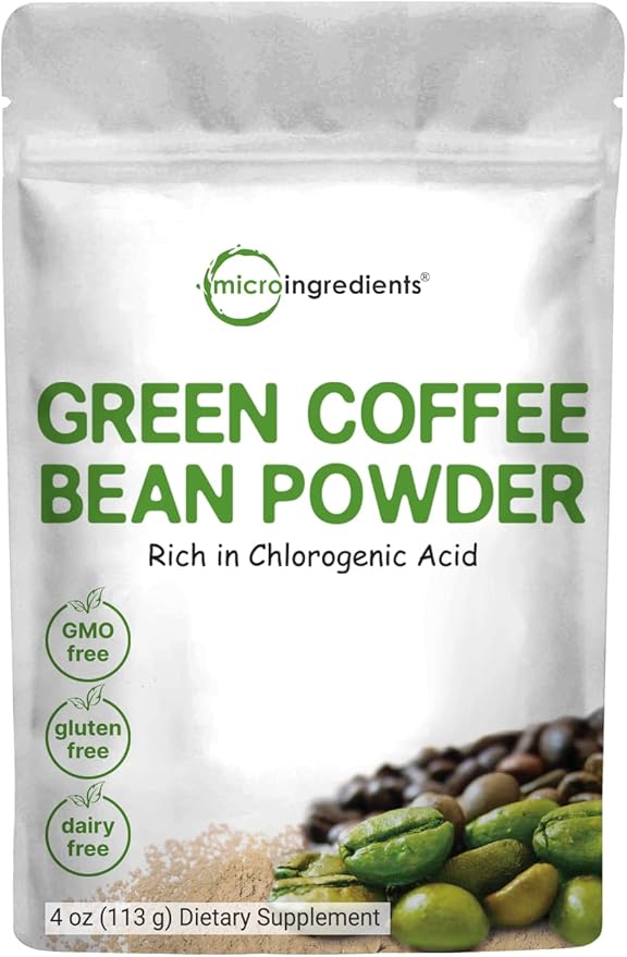 Pure Green Coffee Bean Extract, 4 Ounce | Natural Caffeine, Green Coffee Bean with 50% Chlorogenic Acid | Vegan Friendly, Filler Free