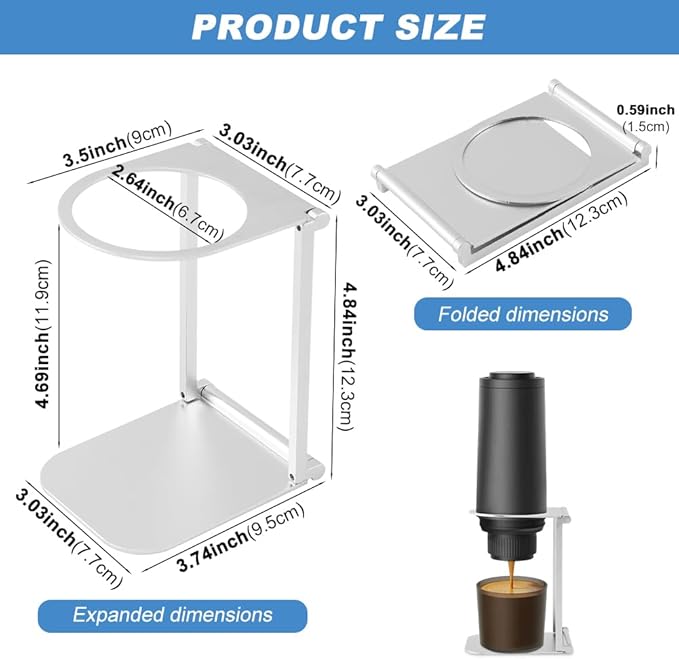 Pour Over Coffee Dripper Stand, Foldable Metal Travel and Camping Gadgets Coffee Dripper Station Rack for Portable Hand Press Espresso Maker