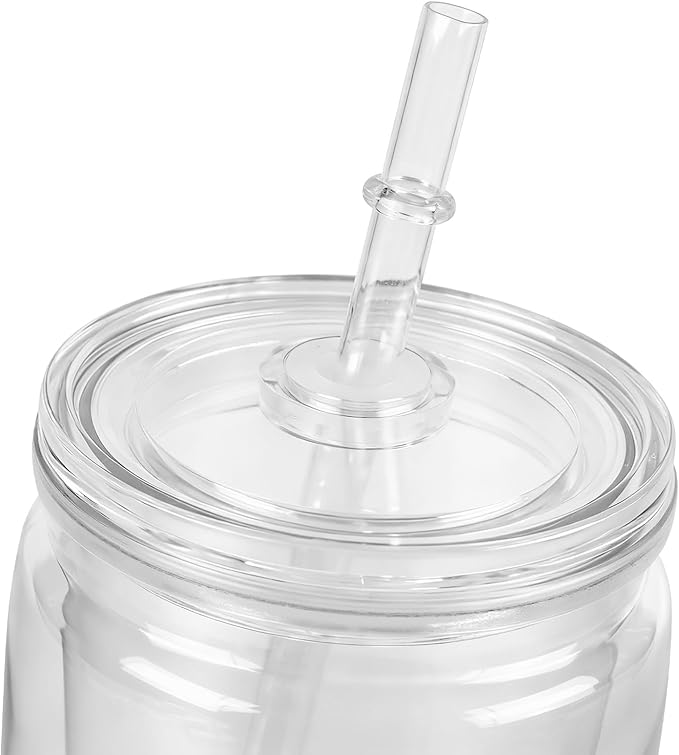 10 Pack 16oz Plastic Snow Globe Tumbler, Pre Drilled Double Wall Tumblers with Clear Lid and Straws Clear Snow Globe for Glitter DIY