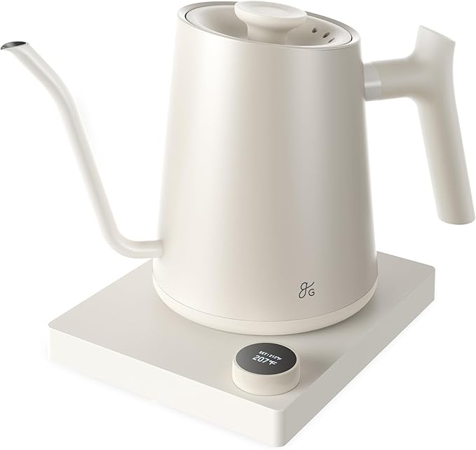 Greater Goods Electric Gooseneck Kettle, 1200W Stainless Steel with Precision Temperature Control, Fast Boil, BPA-Free, Ideal for Pour Over Coffee and Tea, 0.8L (Birch)