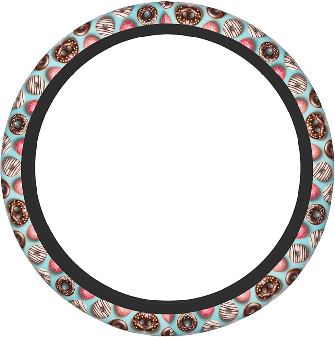 Delicious Doughnuts Car Steering Wheel Cover, 15 Inch Steering Wheel Cover Stylish Decor for Most Cars