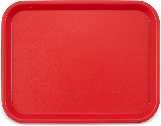 Carlisle FoodService Products Cafe Fast Food Cafeteria Tray with Patterned Surface for Cafeterias, Fast Food, And Dining Room, Plastic, 17.87 X 14 X 0.98 Inches, Red