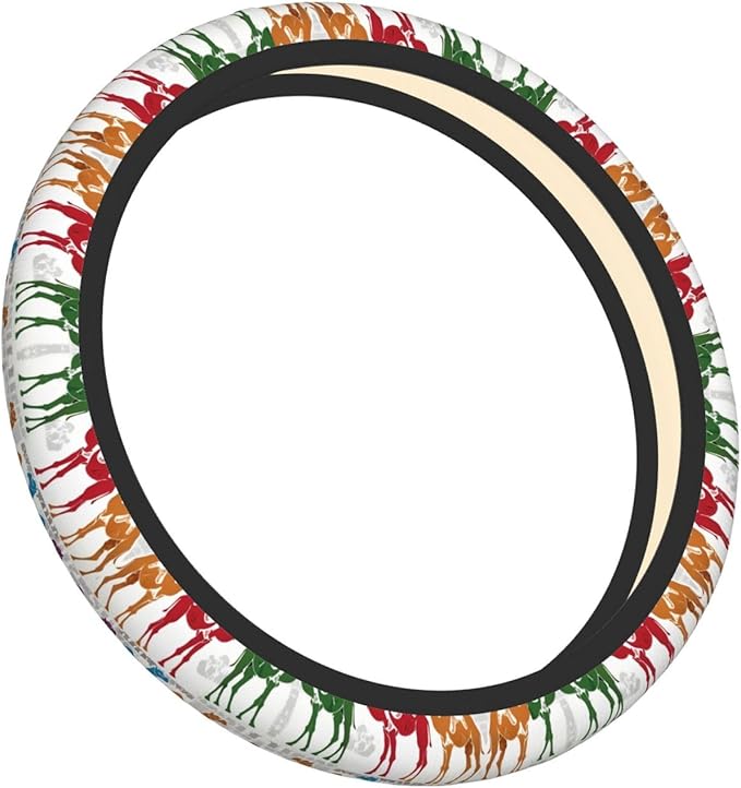 Camel Art Pattern Car Steering Wheel Cover, 15 Inch Steering Wheel Cover Stylish Decor for Most Cars