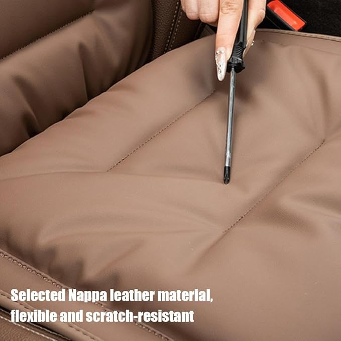 Skin-Friendly & Dirt-Repellent Leather Seat Cushions, 2026 Car Seat Cushion for Driving, 1.57" Thick Comfort Seat Protector, Universal Non-Slip Memory Foam Pad for Car (Orange, Rear Seat Cushion)