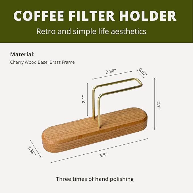 Coffee Filter Holder, Cone Coffee Filter Holder Storage, Coffee Filter Stand for Coffee Filters Size #01 and #02 (Cherry)