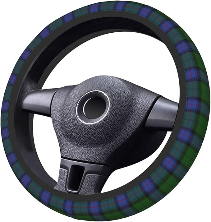 Thickened Elastic Steering Wheel Cover, Armstrong Clan Tartan Scottish Plaid Pattern Ultra, Soft, Breathable, Fit for Cars, SUVs, Trucks, Stylish Comfortable Grip
