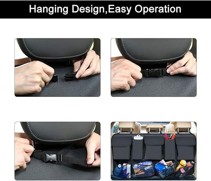 Car Trunk Organizers,Backseat Hanging Organizer with 9 Large Storage Bag,Car Trunk Tidy Storage Bag Organizer
