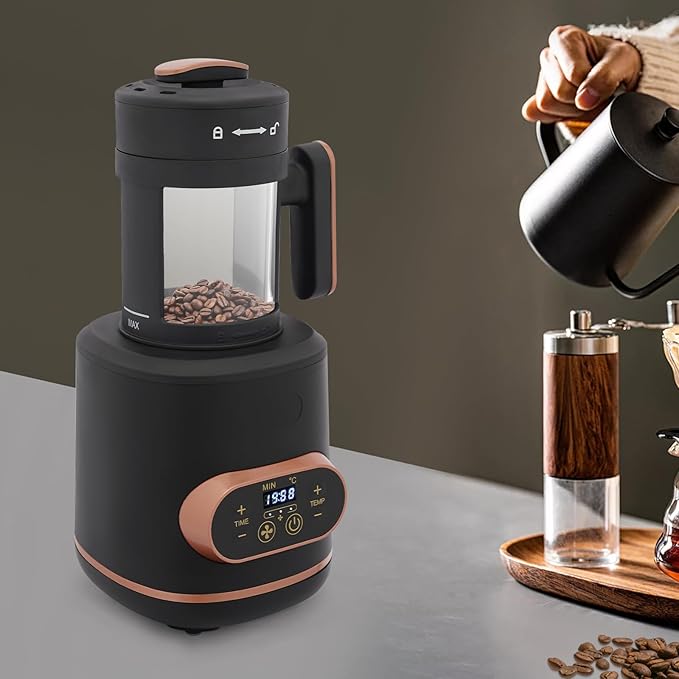 Electric Coffee Roaster with LED Display 0.22lbs Coffee Bean Roaster Machine for Home Use,with Adjustable Temperature & Timer, 3 Gears Fan Speed， 1500W