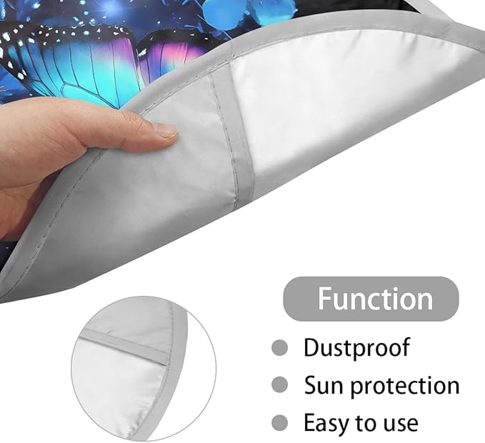 Blue Butterfly Vehicle Steering Wheel Sun Shade 17 Inch Fashion Car Rudder Reflector Protector for SUV Truck Van Summer Essential Gift for Holiday