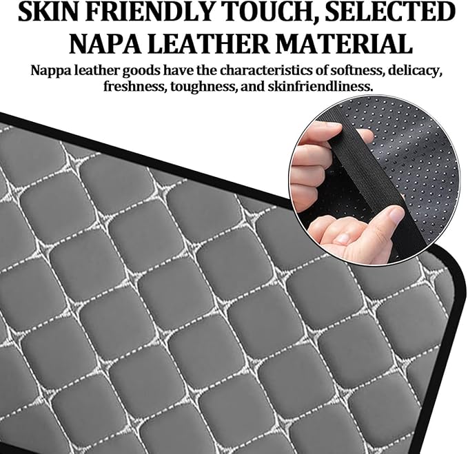 Car Center Console Cushion Pad, Comfortable PU Leather Vehicle Armrest Seat Box Cover, Waterproof Automotive Interior Arm Rest Protector Accessories, Universal Fit (Gray)
