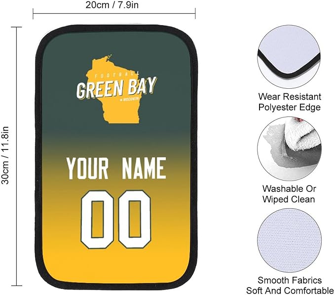 Custom Football Car Armrest Covers Universal Auto Center Console Pad Car handrail Box Cushion Personalized Add Name & Number Fans Gift Fit Suit for SUV Truck Sedan Van