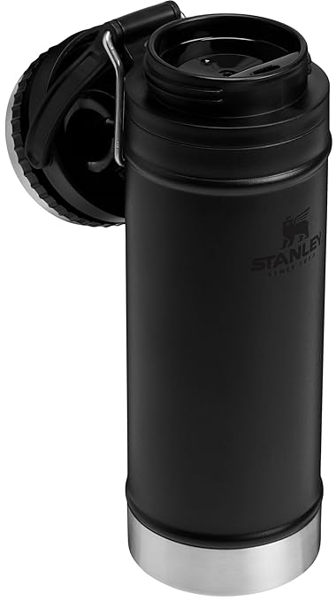 STANLEY Travel Mug with Integrated French Press 16 oz | 5 Minute Brew, 4 Hours Hot, Leakproof Lid | Mesh Filter for Coffee Grounds | Insulated Stainless Steel Coffee Maker | BPA-Free | Black 2.0