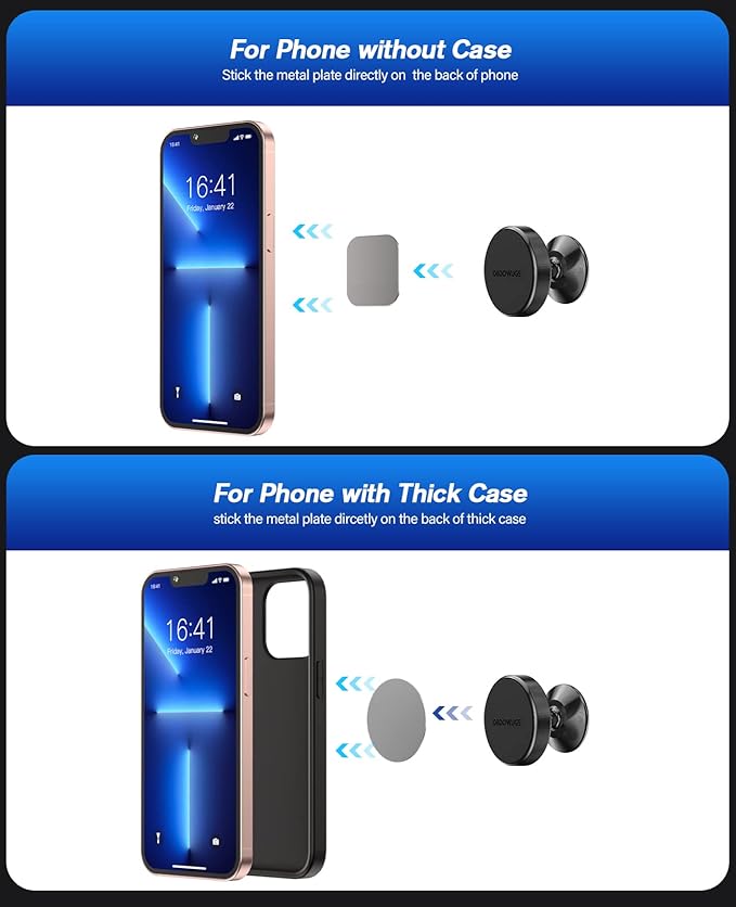 2 Pack Magnetic Phone Holder for Car, [ Strong Magnet ] Magnetic Phone Holder, [ 360° Rotation ] Phone Magnet for Car, Compatible with All Smartphones, Must be Used with Metal Pad, Black
