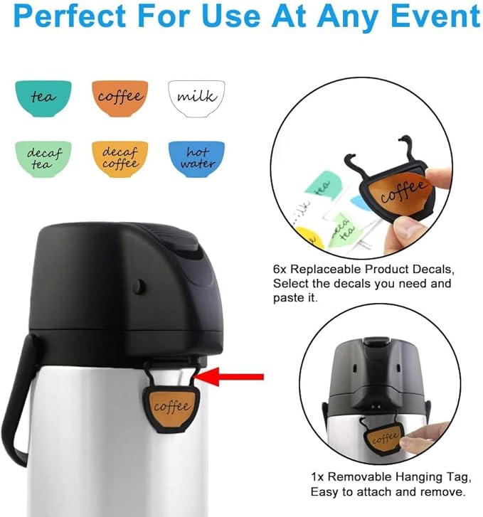 Airpot Coffee Dispenser Thermal with Pump,2.5L/85 Oz Insulated Stainless Steel Large Airpot Coffee Carafe Lever Action for Hot/Cold Water,Thermal Carafes for Hot Cocoa for Parties