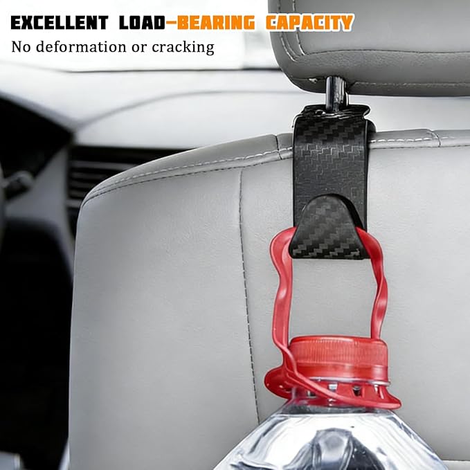 4PCS Car Seat Headrest Hook, Automotive Back Seat Storage Holder Hanger, Vehicle Interior Backseat Organizer Hanging Hook for Purse Handbag Grocery Bags, Universal Fit (Red)