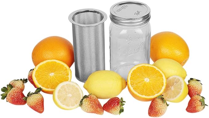 Cold Brew Coffee Maker Filter for 1Quart/32ounce Wide Mouth Mason Jar-Iced Coffee&Tea&Fruit Maker-Food grade 304 Stainless Steel coffee Filter-Free silicone seal gasket&Coffee Scoop.(Jar NOT Included)