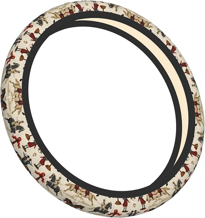 Neoprene Steering Wheel Cover Equestrian Horse Plaid Car Steering Wheel Cover Universal Fit for Most Cars