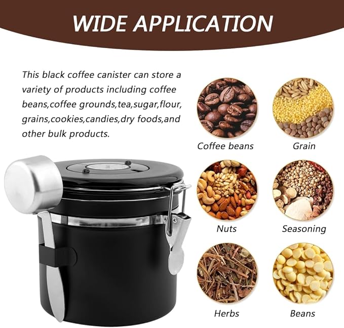 21oz Stainless Steel Airtight Coffee Canister with CO2 Valve & Date Tracker, Perfect for Coffee, Tea, Sugar, and More – Home & Office Use