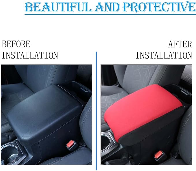 CHEAYAR Leather Car Auto Center Console Armrest Cushion for Toyota Tacoma Accessories 2016-2018 2019 2020 American Flag (Black-Cloth)