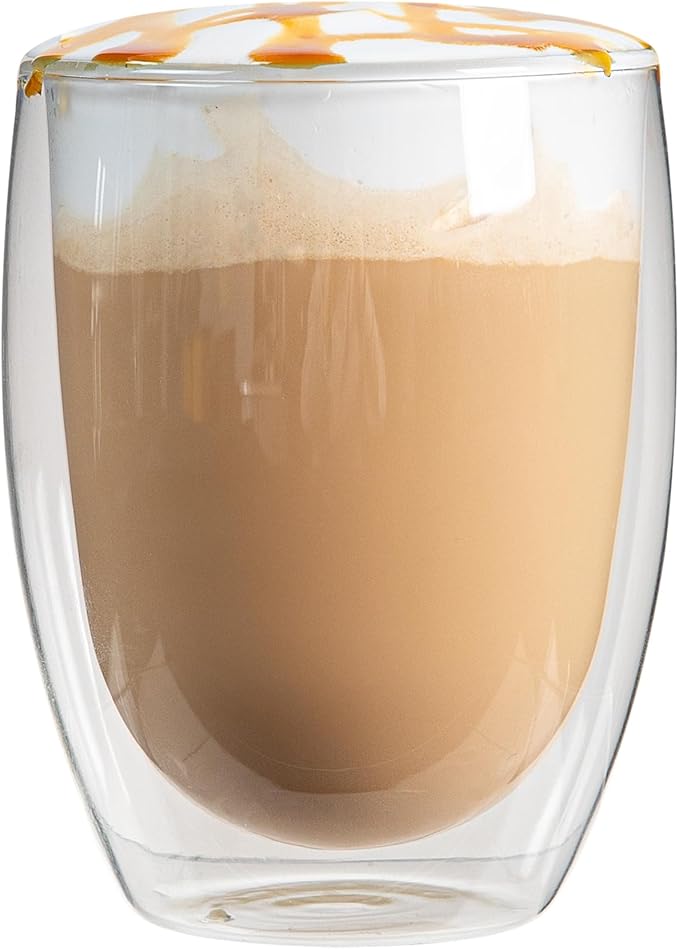 Restaurantware Coffee Cup 12 Pack of 11.8 oz Insulated Double-Wall Glass Borosilicate Coffee Cup Espresso Shot Dishwasher Safe For Hot Drinks