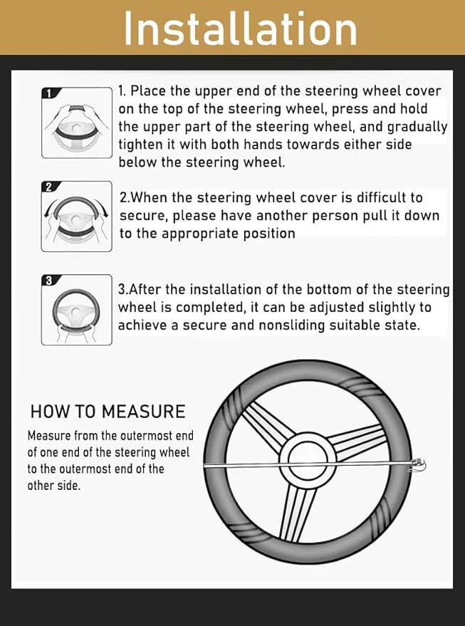 Wood Car Steering Wheel Cover Rubber Inner Ring All Car Universal Four Seasons Universal Thin Fiber Leather Anti-Slip 16 17 18 19inch for Truck (16inch, Brown)