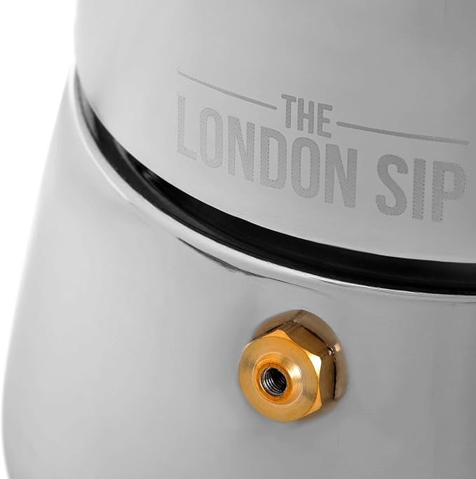 London Sip Stainless Steel Stovetop Espresso Maker Moka Pot Italian Coffee Percolator, Silver, 10 Espresso Cups