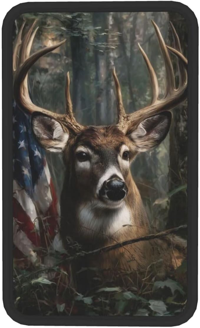 Flag Elk Car Center Console Non-Slip Armrest Cover Vintage Deer Jungle Hunting Arm Rest Seat Box Covers Protector Fit for Most Cars Sedans Vans Truck Vehicles, SUVs