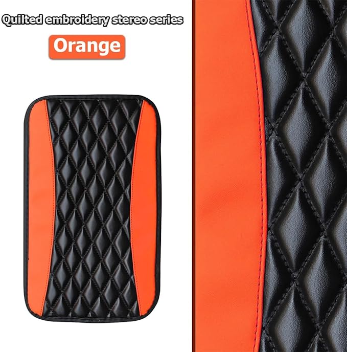 3 Pcs Car Center Console Cover for Jeep Wrangler JL JLU 2018-2025 & Gladiator JT 2020-2025, Leather Armrest Seat Box Cover Protector Comfortable Center Console Armrest Cover,Orange
