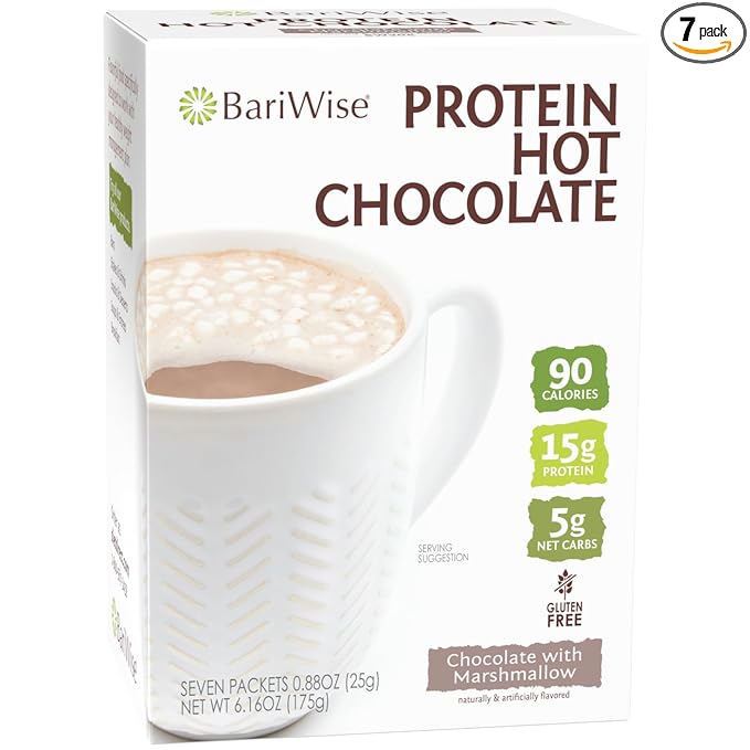 BariWise Protein Hot Chocolate with Marshmallows, Hot Cocoa, Low Sugar, Low Carb, Keto Friendly & Gluten Free (7ct)
