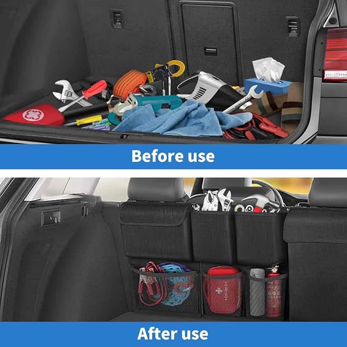 Car Organiser Storage Bag for BMW 4 Serise Gran Coupé F36 2014-2023, Space Saving Backseat Hanging Super Capacity Vehicle Trunk Bag Accessories,Grey