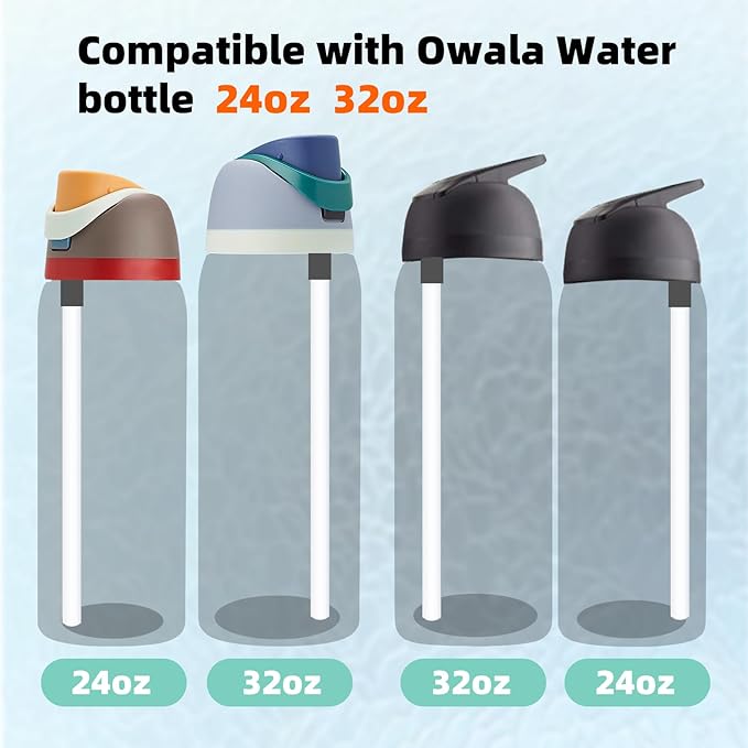 Straw Replacement for Owala Water Bottle 24 oz 32 oz, Reusable Plastic Straws with 1 Cleaner Brush, BPA-free, Dishwasher Safe, Straw Accessories Compatible with Owala Water Bottle