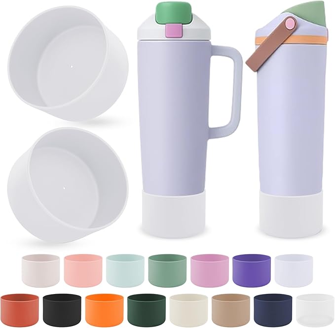 2PCS Silicone Boot Compatible with Owala 30oz & 40oz FreeSip Sway Bottles & Tumblers, Protective Anti-Slip Bottom Cover Sleeve for Freesip Sway Tumbler