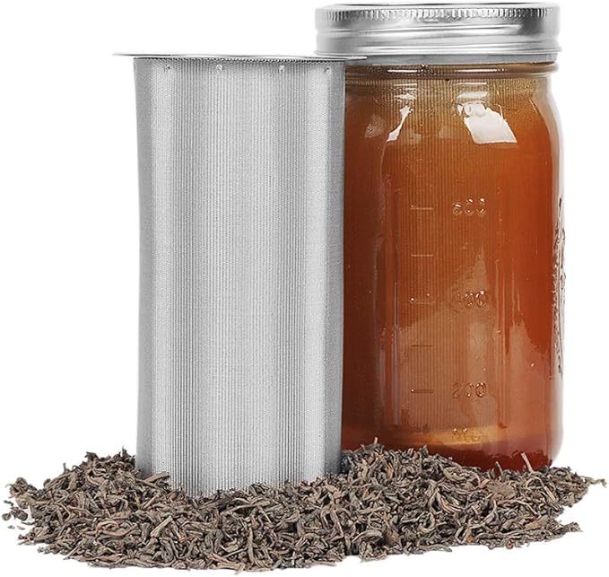 Cold Brew Coffee Maker Filter for 1Quart/32ounce Wide Mouth Mason Jar-Iced Coffee&Tea&Fruit Maker-Food grade 304 Stainless Steel coffee Filter-Free silicone seal gasket&Coffee Scoop.(Jar NOT Included)