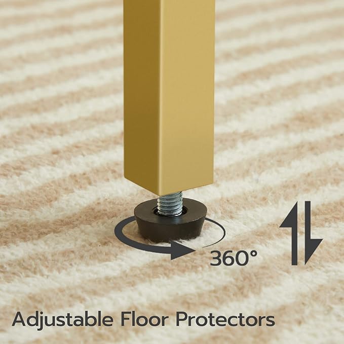 HOOBRO Side Tables Set of 2 with Charging Station and USB Port, Small End Tables for Small Space, 3-Tier Nightstands with Adjustable Shelf, for Living Room, Bedroom, White and Gold DW112BZP201G1