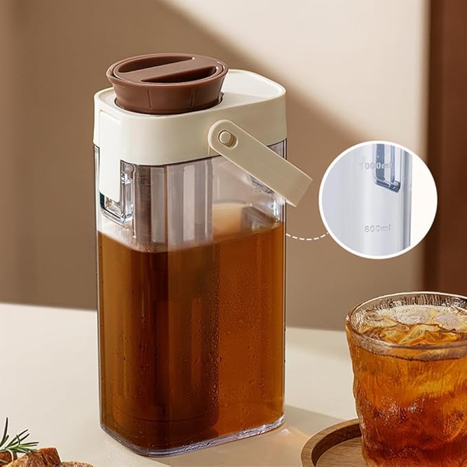 watchget Cold Brew Coffee Maker, 1000ml/35oz Iced Tea and Coffee Brewer with Removable 350 Mesh Filter, Portable Space-saving and Airtight Seal Pitcher for Home and Garden